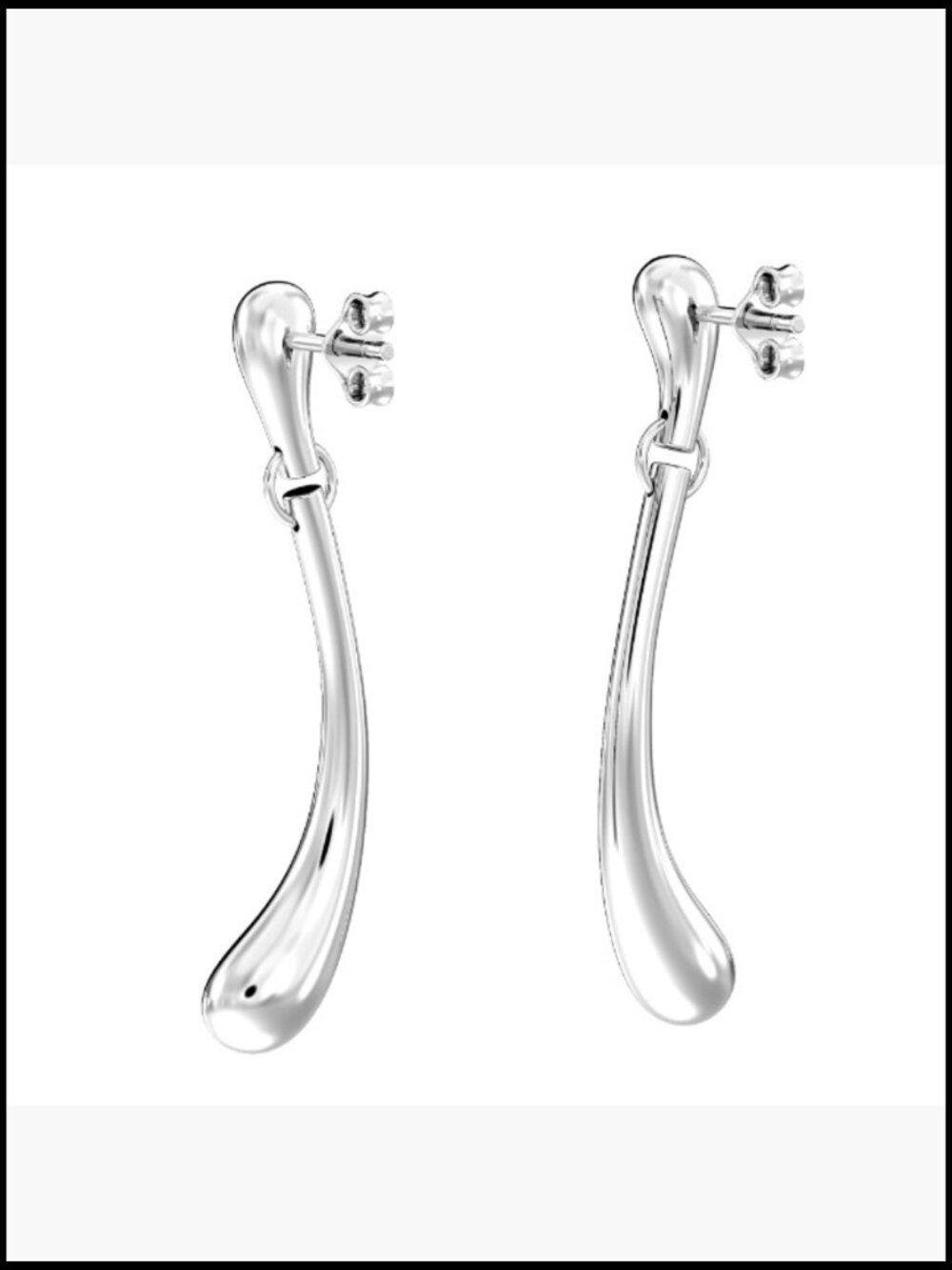 Sterling Silver Teardrop Dangle Earrings Elegant Classic Drop Stud 38MM - Picture 7 of 7